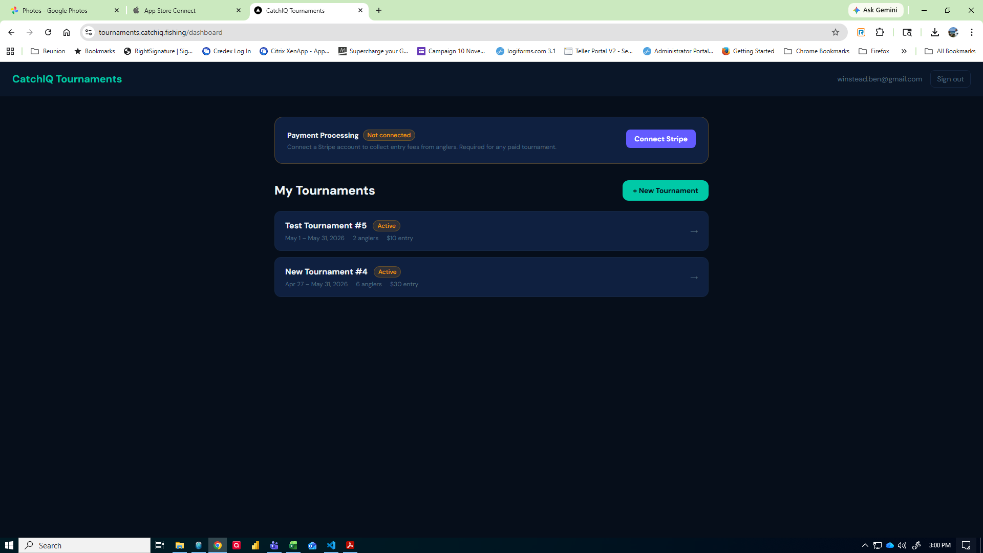 Tournament dashboard